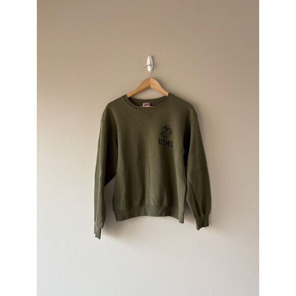 vintage 90s soffe USMC olive green crewneck pullover sweater - Picture 1 of 5